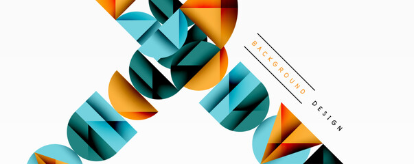 Aufkleber - Abstract geometric pattern. Overlapping shapes create dynamic composition. Orange, teal, black colors dominate design. Minimalist style, modern aesthetic. Clean lines, vector illustration.
