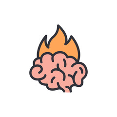 Poster - Burnout brain colored icons, minimalist vector illustration ,simple transparent graphic element .Isolated on white background