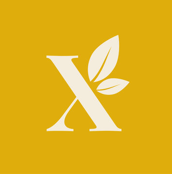 Letter X Nature Logo Vector. Initial X Leaf Monogram Logo for Natural Brand Identity