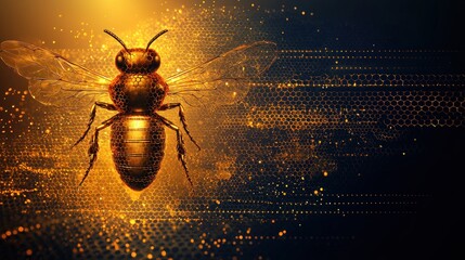 Poster - Golden Bee: A Digital Honeycomb Symphony
