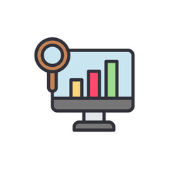 Poster - Business analytics report colored icons, minimalist vector illustration ,simple transparent graphic element .Isolated on white background