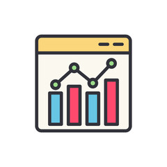 Poster - Business analytics report colored icons, minimalist vector illustration ,simple transparent graphic element .Isolated on white background