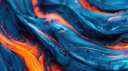 Poster - This vibrant abstract background features blue and orange swirls, creating a dynamic and eye-catching visual perfect for modern design projects. Ideal for backgrounds.
