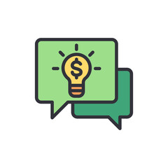 Poster - Business idea chat colored icons, minimalist vector illustration ,simple transparent graphic element .Isolated on white background