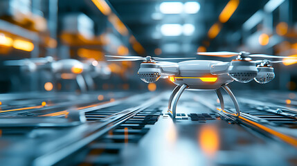 Poster - Drone operations in industrial settings technology showcase high-tech environment close-up view innovation in action