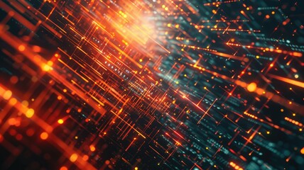 Poster - Abstract of complex vibrant pixel effect in tech background with cyber and glitch texture express mysterious design and energetic flow through grid pattern convey sense of future digital scene. AIG53.