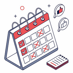 Poster - calendar with red and white