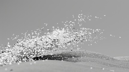 Poster - An ethereal scene showcasing white particles floating through the air, creating a gentle and tranquil atmosphere. Ideal for backgrounds and textures.
