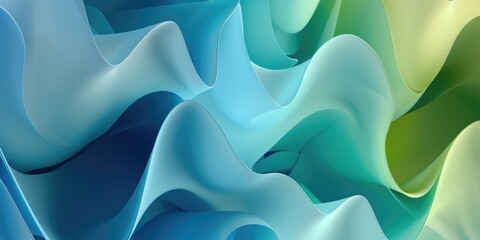 Poster - Abstract wavy layers in shades of blue and green. Modern fluid background design. Background image of 3D rendering artwork with geometric shape and liquid pattern. Fluid texture composition. AIG51.
