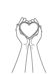 Video. One continuous line drawing of hand holding heart. Donor Day Concept. Animation on white background. 4K.