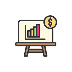 Poster - Business report colored icons, minimalist vector illustration ,simple transparent graphic element .Isolated on white background