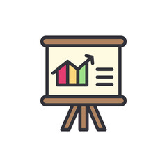 Poster - Business report colored icons, minimalist vector illustration ,simple transparent graphic element .Isolated on white background
