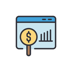 Poster - Business report colored icons, minimalist vector illustration ,simple transparent graphic element .Isolated on white background