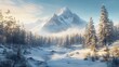 © IbneImam Studio - Beautiful landscape of high mountains, wood and blue sky. Winter scenery. Lawn covered with white snow. Location place Carpathian, Ukraine, Europe.