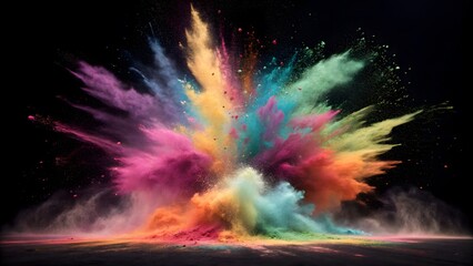 a dynamic visual of particles radiating outward from the center, simulating an explosion of energy. 