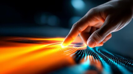 Poster - Touching a Glowing Abstract Surface
