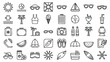 © Mahfuz - A set of black line art icons representing various summer vacation activities and elements