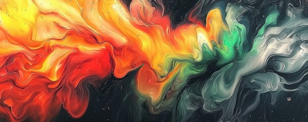 Poster - Abstract Biological Inspired Piece Depicting Colorful Amoeba-Like Patterns in Modern Fluid Art Style