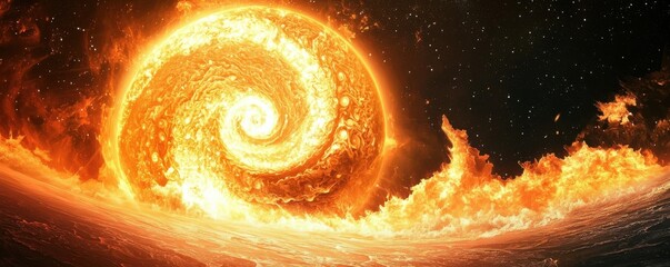 Poster - Breathtaking Cosmic Storm Raging Across the Surface of a Starry Universe with Bright Flames and Energetic Swirls Appearing in Vibrant Space Scene
