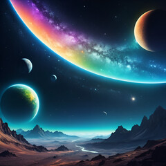 Wall Mural - Space illustration with a color glow