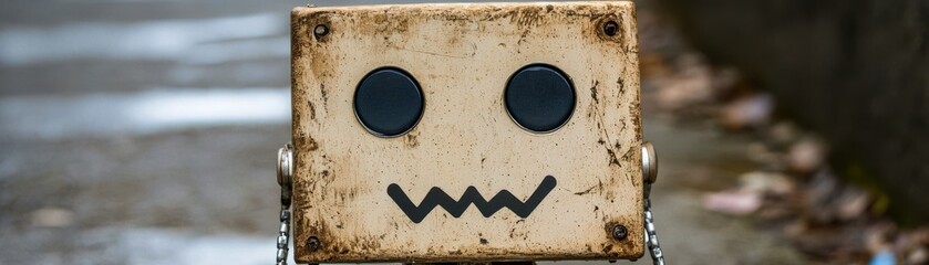 Poster - Custom AI-Generated Robot Face with Simple Expression Ideal for Business and Professional Consulting Projects in Technology and Innovation