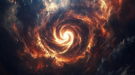 Poster - Breathtaking Cosmic Vortex Forming Above with Energy Swirls Against the Dark Background of Space and Stars