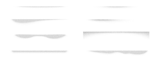 Poster - Vector noisy shadows on white background. Grainy black dotted shade shapes with stipple spray effect. Set of abstract soft halftone rectangle elements. Fade bottom with grunge texture