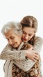 © Rawpixel.com - Daughter embrace old mother hugging adult white background.