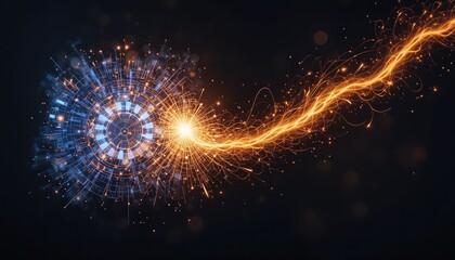 Poster - Dynamic energy flow visualization digital realm abstract art high-tech environment close-up view innovative concept for technology awareness