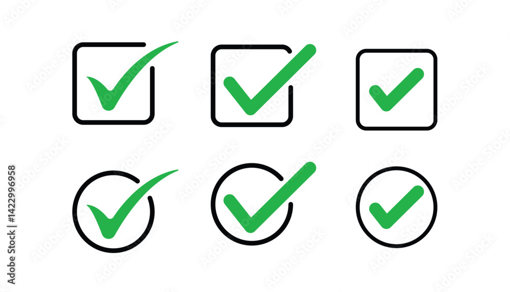Approval symbol. check box icon with correct. accept green checkmark ...