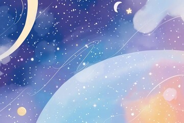 Wall Mural - cute milky way illustration astronomy graphics outdoors.