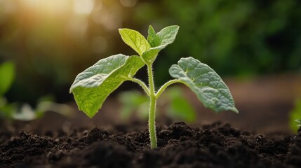 macro view of cucumber plant blossom in natural soil garden, vibrant and fresh