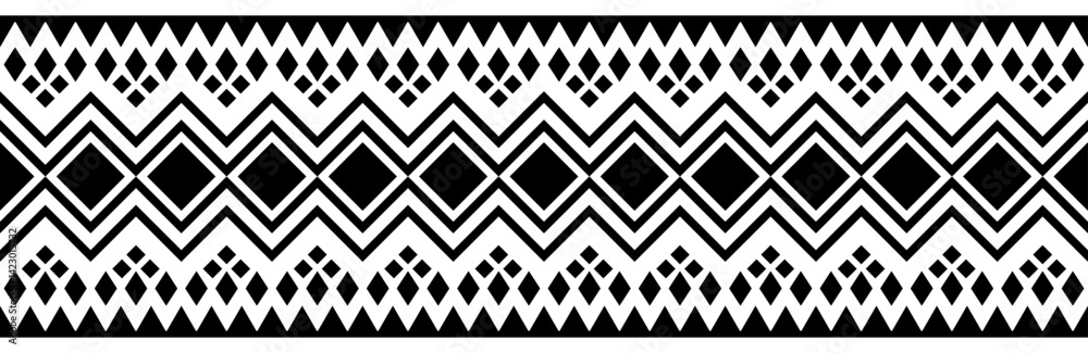 Ethnic border with geometric tribal pattern. Stock Vector | Adobe Stock