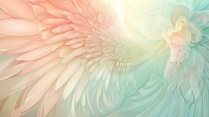 Poster - Dreamy pastel abstract wings blending softly into light with a whimsical touch in a serene atmosphere