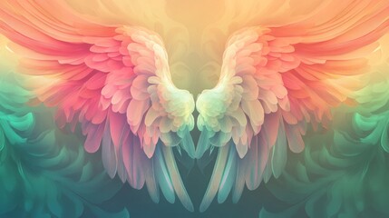 Poster - Colorful abstract wings with a dreamy background creating a sense of ethereal beauty and inspiration