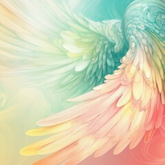 Poster - Colorful abstract wings with soft pastel hues create a sense of movement and ethereal beauty in a dreamlike composition