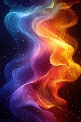Poster - vibrant abstract waves with colorful light and glowing effects