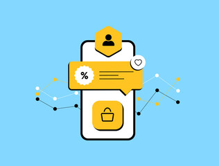 Poster - Personalized shopping deals and AI-powered product suggestions increase e-commerce sales through relevant notifications, improving user engagement. Personalized shopping deal illustration