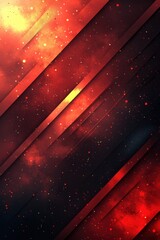 Poster - Abstract red background with diagonal lines and glowing particles