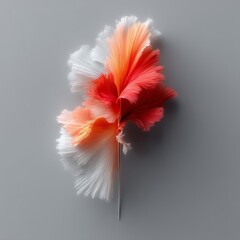 Leinwandbilder - Abstract Feather in Gradients of White, Orange, and Red on Gray Background, Illustrative of Color, Depth, and Texture