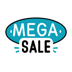 Poster - Mega sale text inside blue speech bubble icon