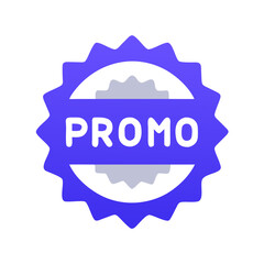Poster - Promo badge icon in blue starburst shape