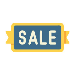 Poster - Sale tag icon with blue background and yellow ribbon
