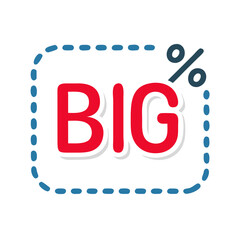 Poster - Big percent symbol with dotted border in flat style