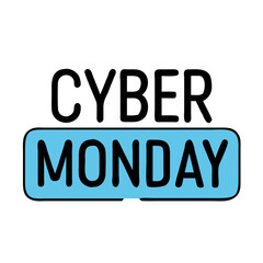 Poster - Cyber Monday sale icon with black and blue text