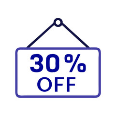Poster - 30 percent off hanging board in blue outline