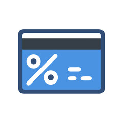 Poster - Blue discount credit card with percentage symbol