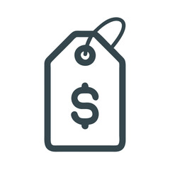 Poster - Price tag icon with dollar sign in outline style