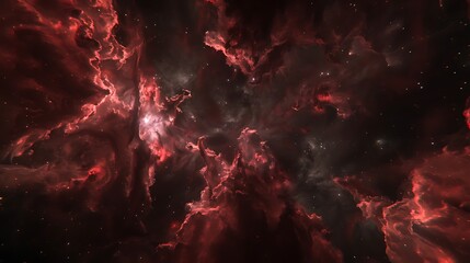 cosmic crimson clouds: a dramatic nebula in deep space exploration concept