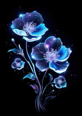 Wall Mural - neon cosmos pattern flower plant.